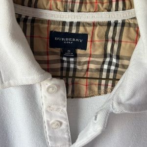 Mens Vintage Burberry Golf Polo size small. White
